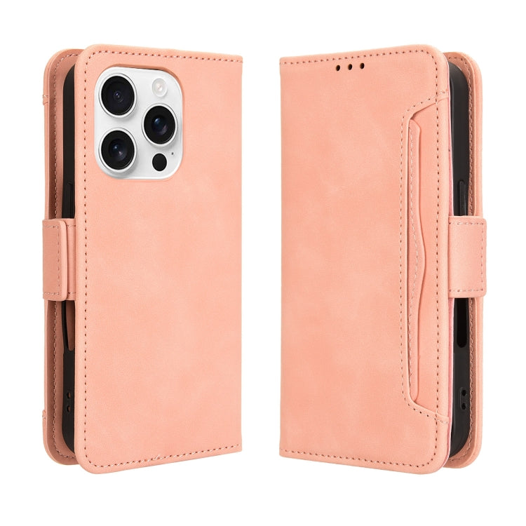 For iPhone 16 Pro Max Skin Feel Calf Texture Card Slots Leather Phone Case(Pink) by buy2fix