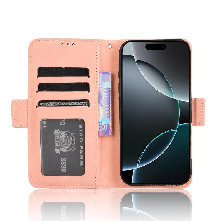 For iPhone 16 Pro Max Skin Feel Calf Texture Card Slots Leather Phone Case(Pink) by buy2fix