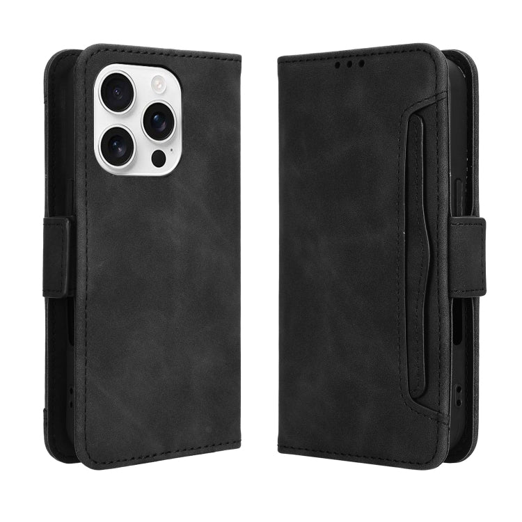 For iPhone 16 Pro Max Skin Feel Calf Texture Card Slots Leather Phone Case(Black) by buy2fix
