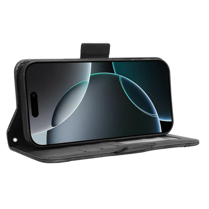 For iPhone 16 Pro Max Skin Feel Calf Texture Card Slots Leather Phone Case(Black) by buy2fix