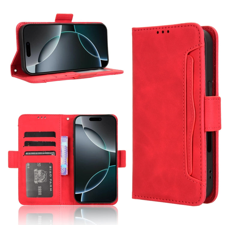 For iPhone 16 Pro Max Skin Feel Calf Texture Card Slots Leather Phone Case(Red) by buy2fix