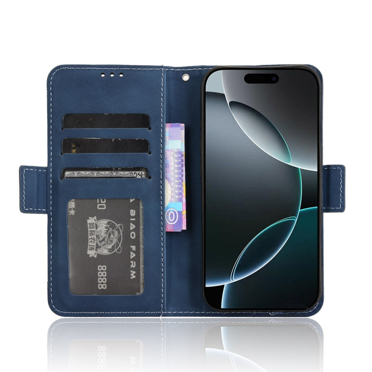 For iPhone 16 Pro Max Skin Feel Calf Texture Card Slots Leather Phone Case(Blue) by buy2fix