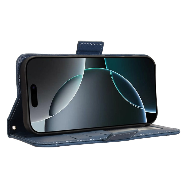 For iPhone 16 Pro Max Skin Feel Calf Texture Card Slots Leather Phone Case(Blue) by buy2fix