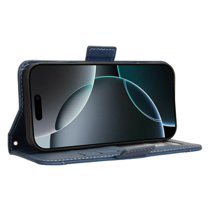 For iPhone 16 Pro Max Skin Feel Calf Texture Card Slots Leather Phone Case(Blue) by buy2fix