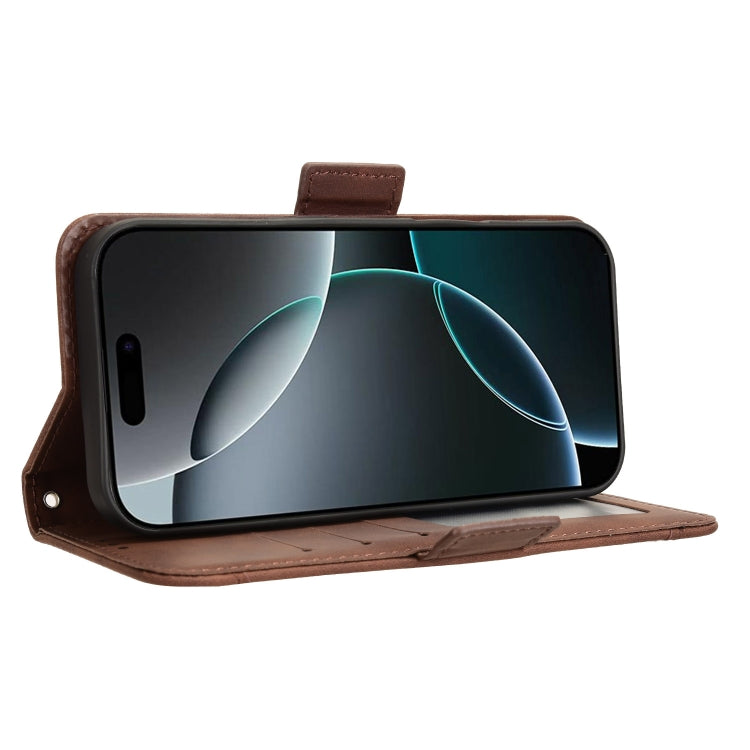 For iPhone 16 Pro Max Skin Feel Calf Texture Card Slots Leather Phone Case(Brown) by buy2fix