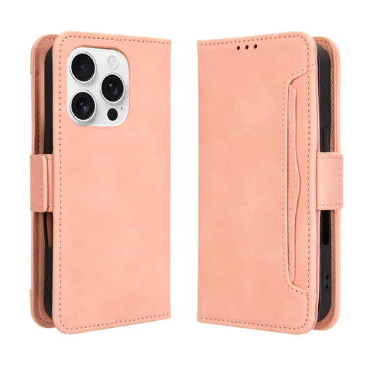 For iPhone 16 Pro Skin Feel Calf Texture Card Slots Leather Phone Case(Pink) by buy2fix