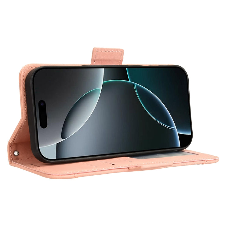 For iPhone 16 Pro Skin Feel Calf Texture Card Slots Leather Phone Case(Pink) by buy2fix