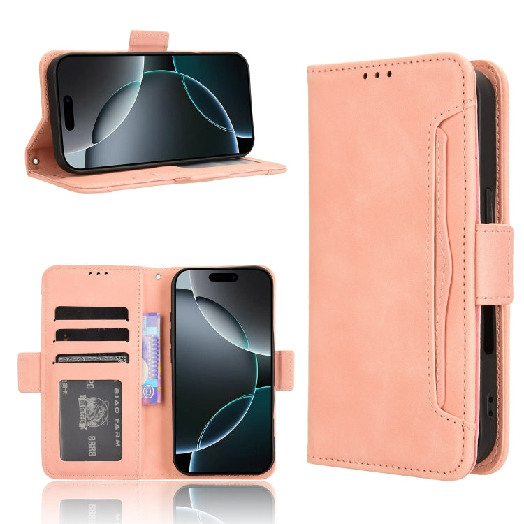 For iPhone 16 Pro Skin Feel Calf Texture Card Slots Leather Phone Case(Pink) by buy2fix