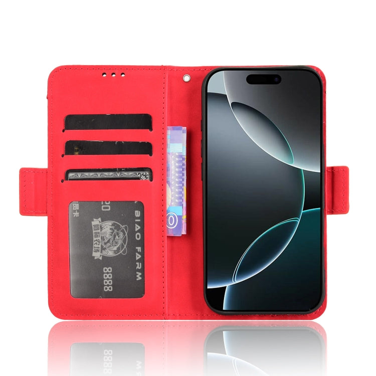For iPhone 16 Pro Skin Feel Calf Texture Card Slots Leather Phone Case(Red) by buy2fix