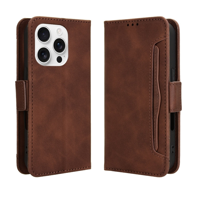 For iPhone 16 Pro Skin Feel Calf Texture Card Slots Leather Phone Case(Brown) by buy2fix