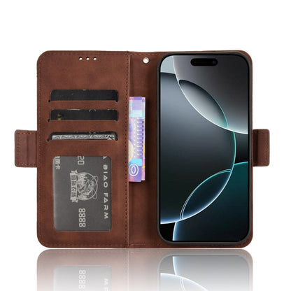 For iPhone 16 Pro Skin Feel Calf Texture Card Slots Leather Phone Case(Brown) by buy2fix