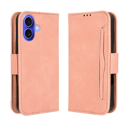 For iPhone 16 Plus Skin Feel Calf Texture Card Slots Leather Phone Case(Pink) - iPhone 16 Plus Cases by buy2fix | Online Shopping UK | buy2fix