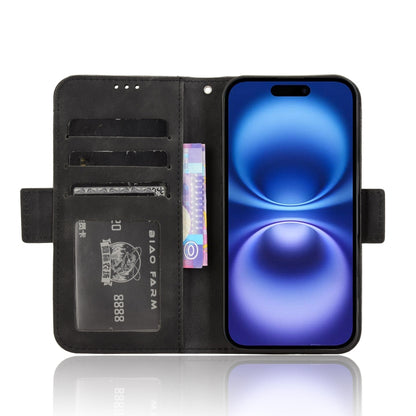 For iPhone 16 Plus Skin Feel Calf Texture Card Slots Leather Phone Case(Black) - iPhone 16 Plus Cases by buy2fix | Online Shopping UK | buy2fix