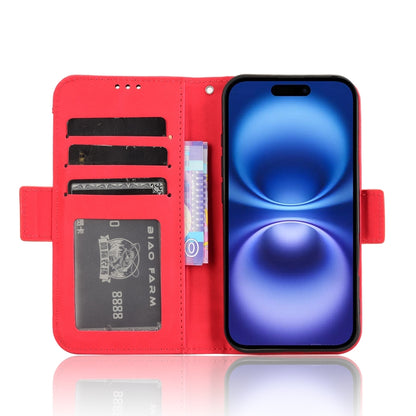 For iPhone 16 Skin Feel Calf Texture Card Slots Leather Phone Case(Red) - iPhone 16 Cases by buy2fix | Online Shopping UK | buy2fix