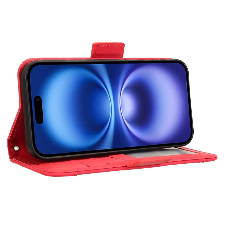 For iPhone 16 Skin Feel Calf Texture Card Slots Leather Phone Case(Red) - iPhone 16 Cases by buy2fix | Online Shopping UK | buy2fix