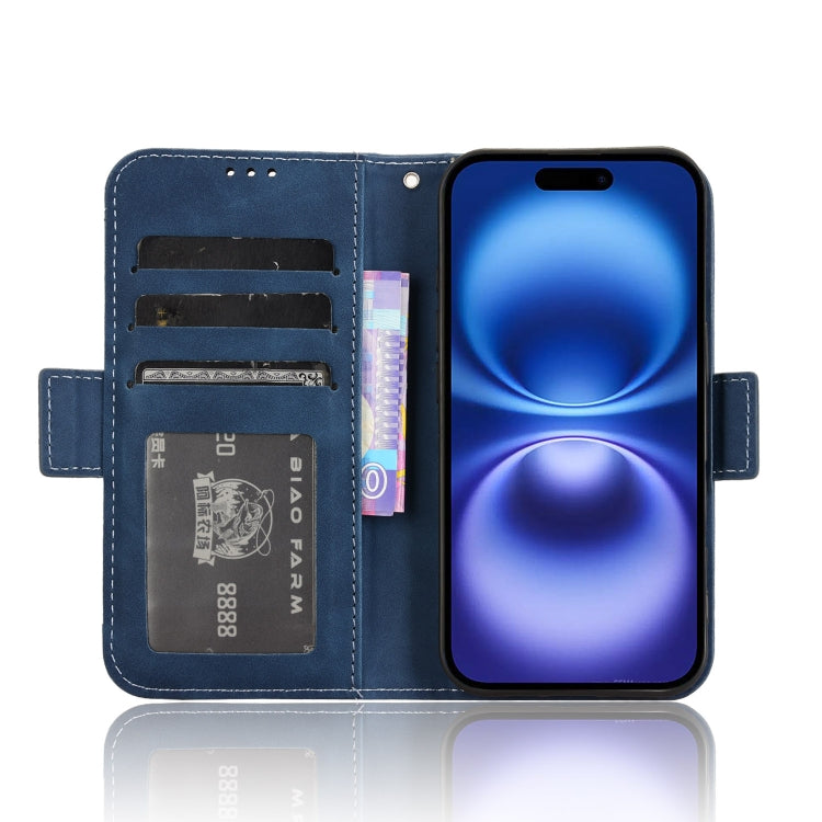 For iPhone 16 Skin Feel Calf Texture Card Slots Leather Phone Case(Blue) - iPhone 16 Cases by buy2fix | Online Shopping UK | buy2fix