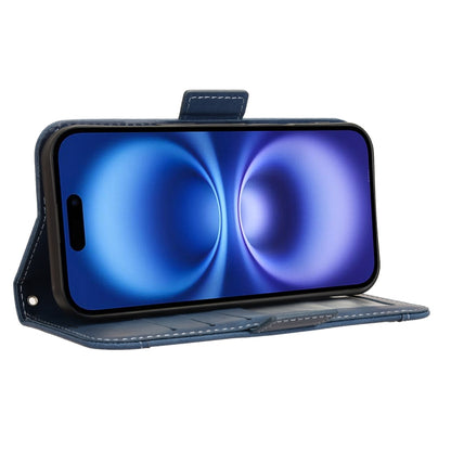 For iPhone 16 Skin Feel Calf Texture Card Slots Leather Phone Case(Blue) - iPhone 16 Cases by buy2fix | Online Shopping UK | buy2fix