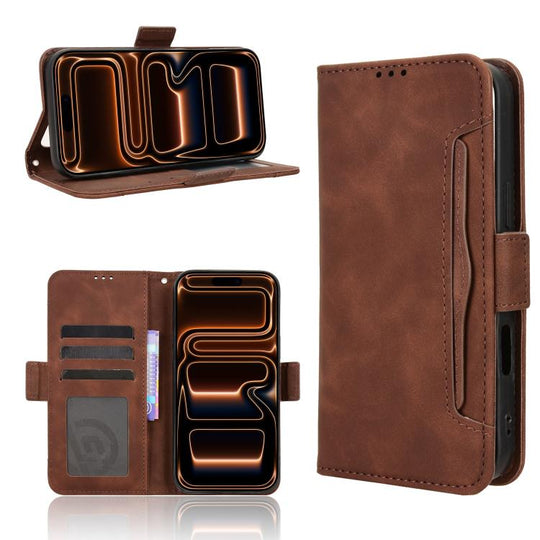 For iPhone 18 Pro Max / 17 Pro Max Skin Feel Calf Texture Card Slots Leather Phone Case(Brown)