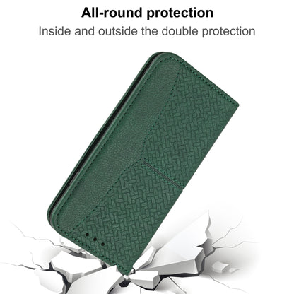 For iPhone 16e Woven Texture Stitching Magnetic Leather Phone Case(Green) by buy2fix