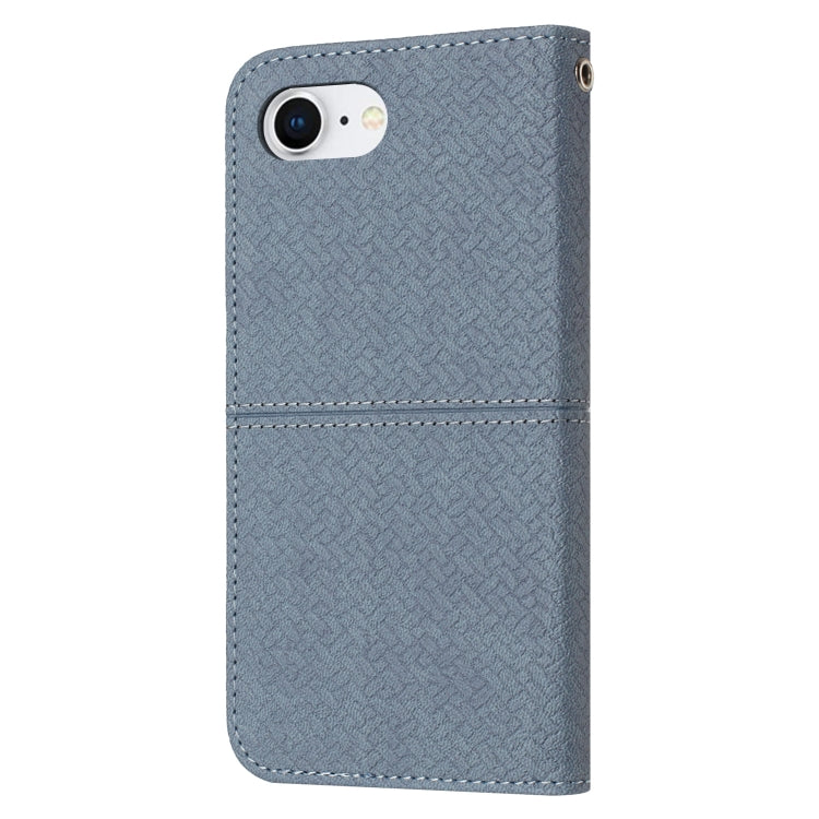 For iPhone 16e Woven Texture Stitching Magnetic Leather Phone Case(Grey) by buy2fix