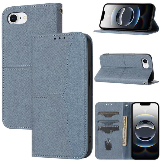 For iPhone 16e Woven Texture Stitching Magnetic Leather Phone Case(Grey) by buy2fix