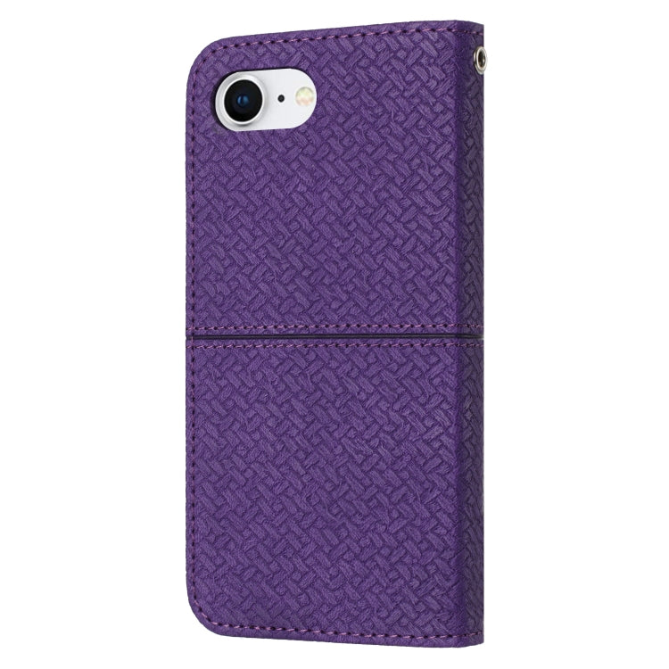 For iPhone 16e Woven Texture Stitching Magnetic Leather Phone Case(Purple) by buy2fix