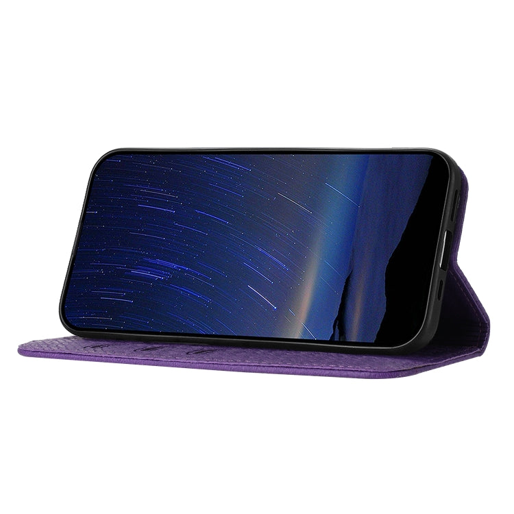 For iPhone 16e Woven Texture Stitching Magnetic Leather Phone Case(Purple) by buy2fix
