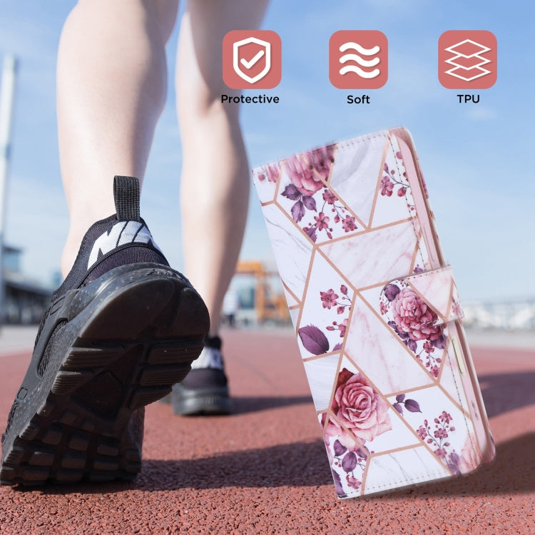 For iPhone 16 Pro Marble Bronzing Stitching Leather Phone Case(Rose Gold) by buy2fix