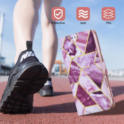 For iPhone 16 Pro Max Marble Bronzing Stitching Leather Phone Case(Purple) by buy2fix