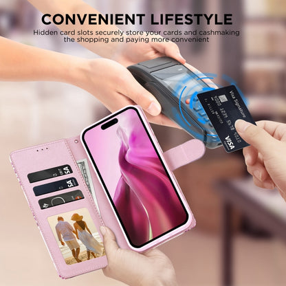 For iPhone 16 Pro Max Marble Bronzing Stitching Leather Phone Case(Purple) by buy2fix