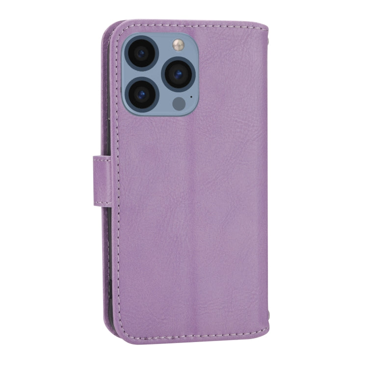 For iPhone 16 Pro Oil Skin Zipper Wallet Leather Phone Case(Purple) by buy2fix