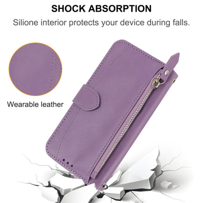 For iPhone 16 Pro Oil Skin Zipper Wallet Leather Phone Case(Purple) by buy2fix