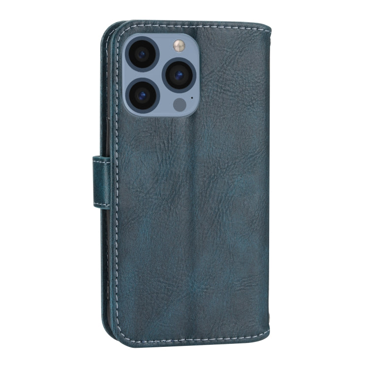 For iPhone 16 Pro Oil Skin Zipper Wallet Leather Phone Case(Blue) by buy2fix