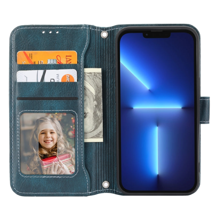 For iPhone 16 Pro Oil Skin Zipper Wallet Leather Phone Case(Blue) by buy2fix