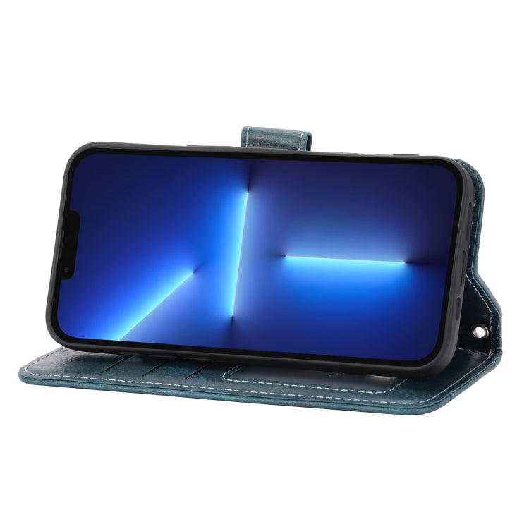 For iPhone 16 Pro Oil Skin Zipper Wallet Leather Phone Case(Blue) by buy2fix