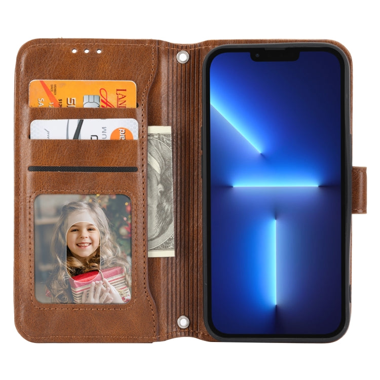 For iPhone 16 Pro Oil Skin Zipper Wallet Leather Phone Case(Brown) by buy2fix