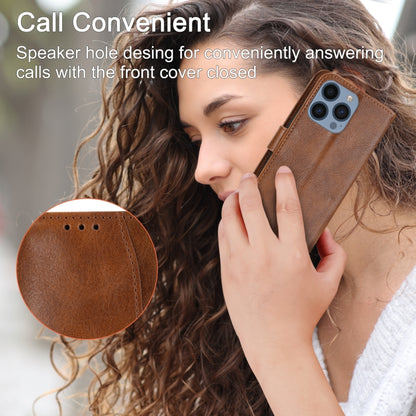 For iPhone 16 Pro Oil Skin Zipper Wallet Leather Phone Case(Brown) by buy2fix