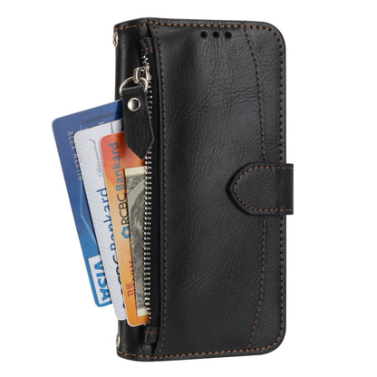 For iPhone 16 Pro Oil Skin Zipper Wallet Leather Phone Case(Black) by buy2fix