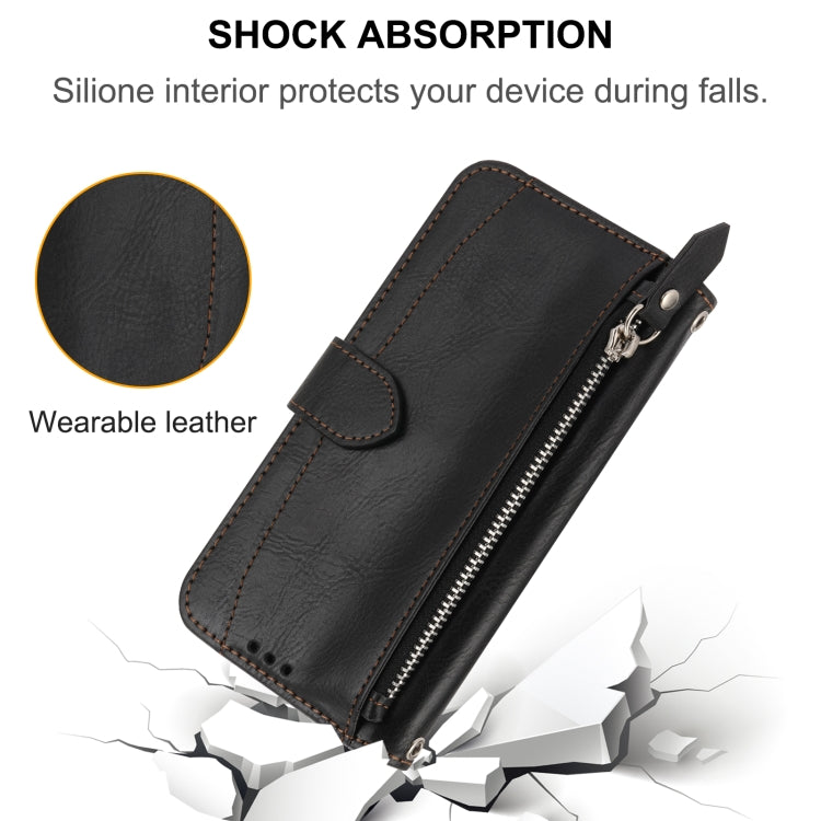 For iPhone 16 Pro Oil Skin Zipper Wallet Leather Phone Case(Black) by buy2fix