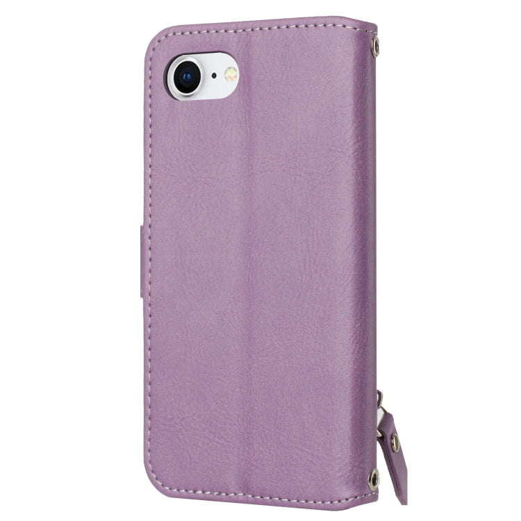 For iPhone 16e Oil Skin Zipper Wallet Leather Phone Case(Purple) by buy2fix