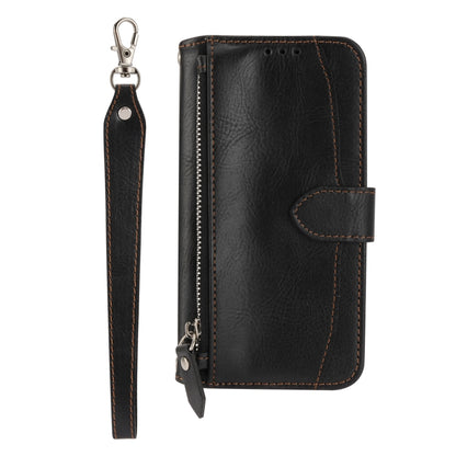 For iPhone 16e Oil Skin Zipper Wallet Leather Phone Case(Black) by buy2fix