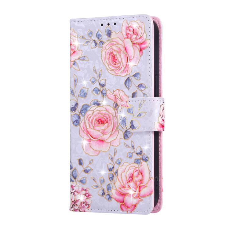 For iPhone 16e Bronzing Painting RFID Leather Case(Pastoral Rose) - iPhone 16e Cases by buy2fix | Online Shopping UK | buy2fix