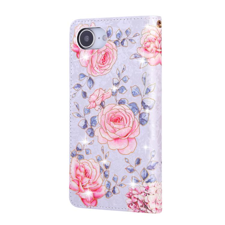 For iPhone 16e Bronzing Painting RFID Leather Case(Pastoral Rose) - iPhone 16e Cases by buy2fix | Online Shopping UK | buy2fix