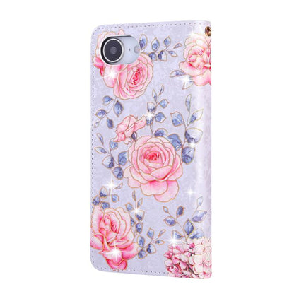 For iPhone 16e Bronzing Painting RFID Leather Case(Pastoral Rose) - iPhone 16e Cases by buy2fix | Online Shopping UK | buy2fix