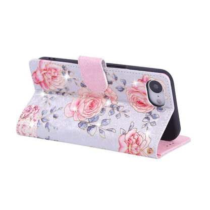 For iPhone 16e Bronzing Painting RFID Leather Case(Pastoral Rose) - iPhone 16e Cases by buy2fix | Online Shopping UK | buy2fix