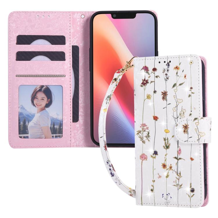 For iPhone 16e Bronzing Painting RFID Leather Case(Dreid Flower World) - iPhone 16e Cases by buy2fix | Online Shopping UK | buy2fix