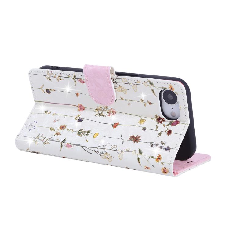 For iPhone 16e Bronzing Painting RFID Leather Case(Dreid Flower World) - iPhone 16e Cases by buy2fix | Online Shopping UK | buy2fix