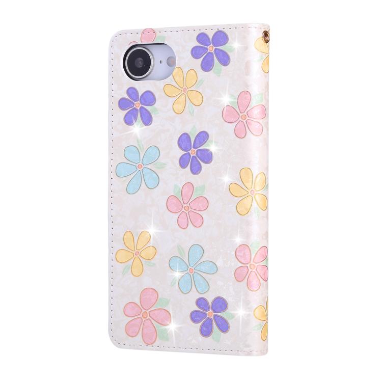 For iPhone 16e Bronzing Painting RFID Leather Case(Bloosoming Flower) - iPhone 16e Cases by buy2fix | Online Shopping UK | buy2fix