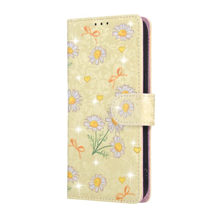 For iPhone 16e Bronzing Painting RFID Leather Case(Yellow Daisy) - iPhone 16e Cases by buy2fix | Online Shopping UK | buy2fix