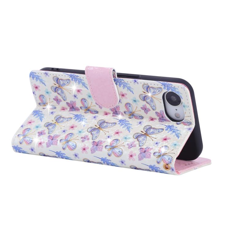 For iPhone 16e Bronzing Painting RFID Leather Case(Pansies) - iPhone 16e Cases by buy2fix | Online Shopping UK | buy2fix